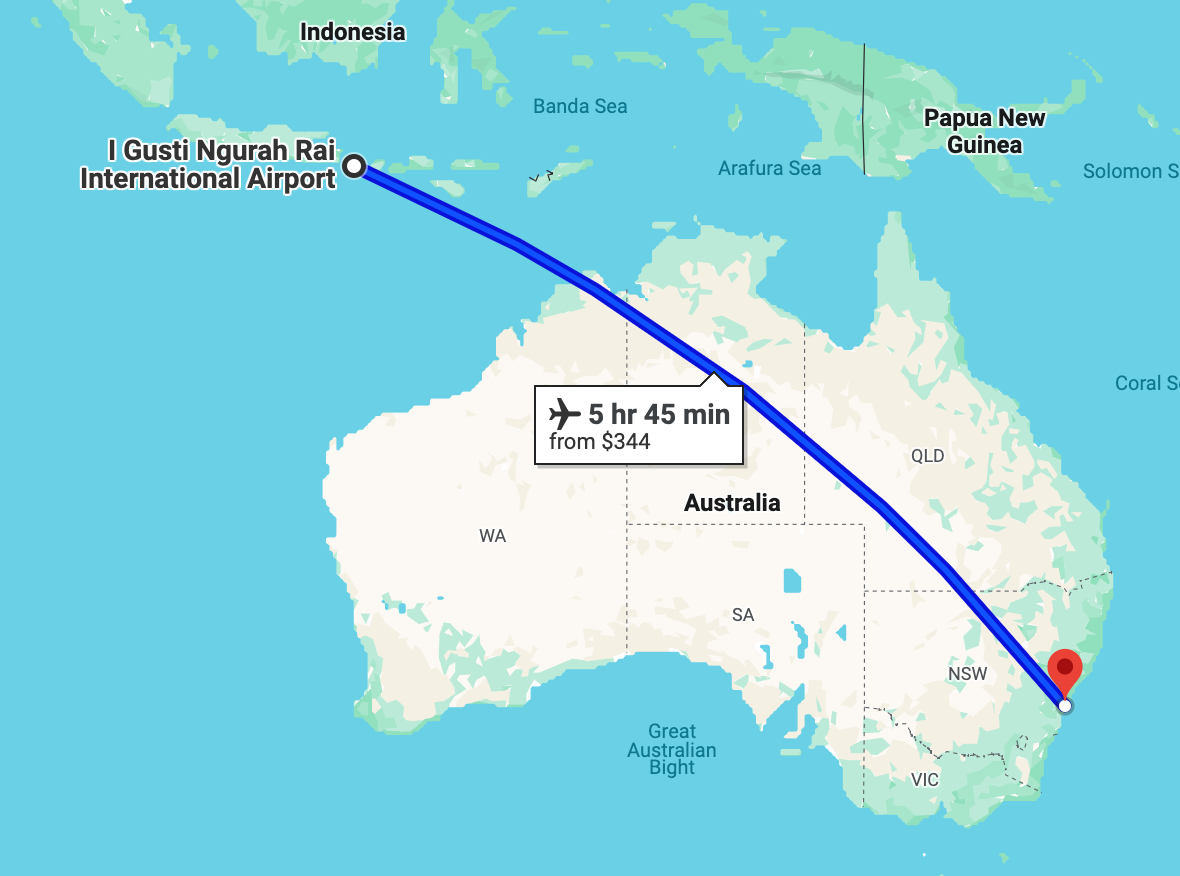 flights from Bali to Sydney, AUS